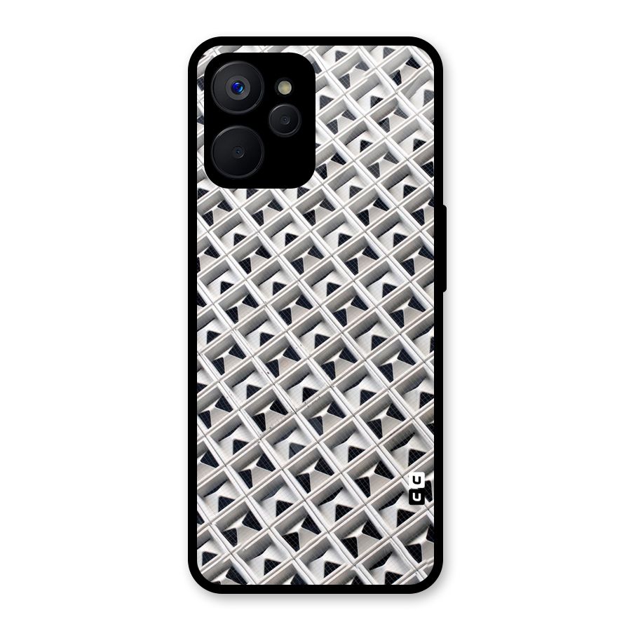 Check White Design Glass Back Case for Realme 9i 5G