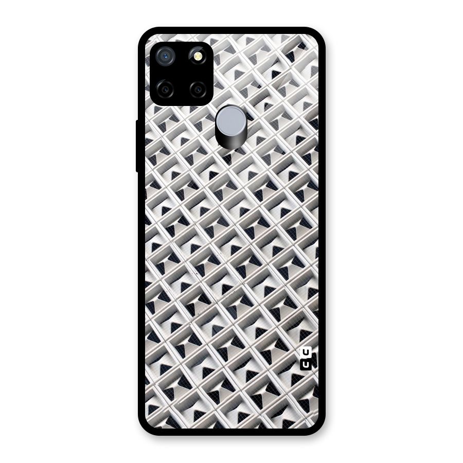 Check White Design Glass Back Case for Realme C15