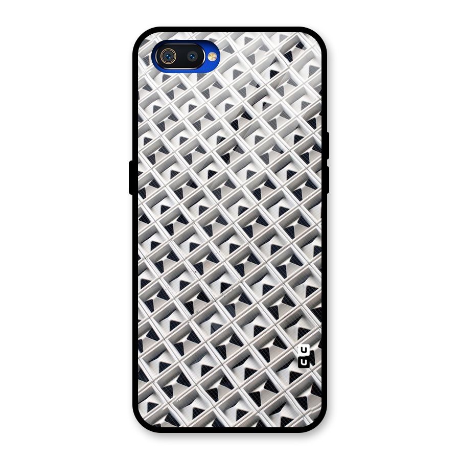 Check White Design Glass Back Case for Realme C2