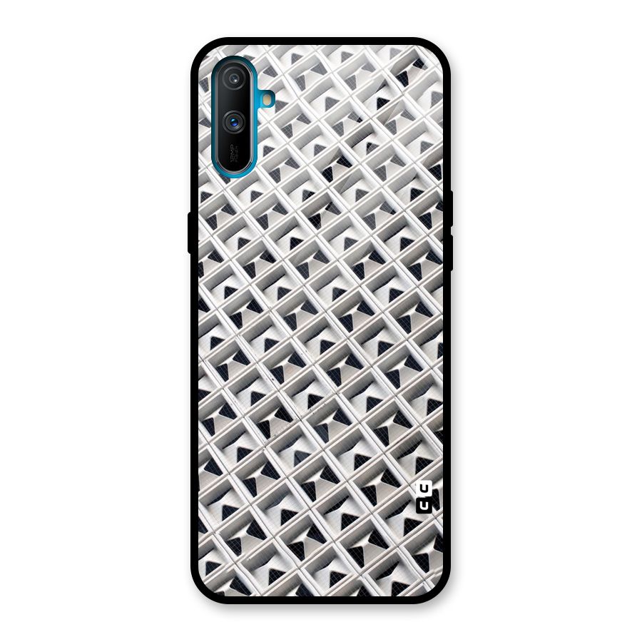 Check White Design Glass Back Case for Realme C3