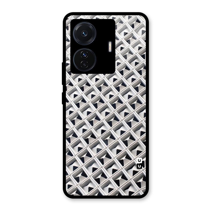 Check White Design Glass Back Case for Vivo T1 Pro