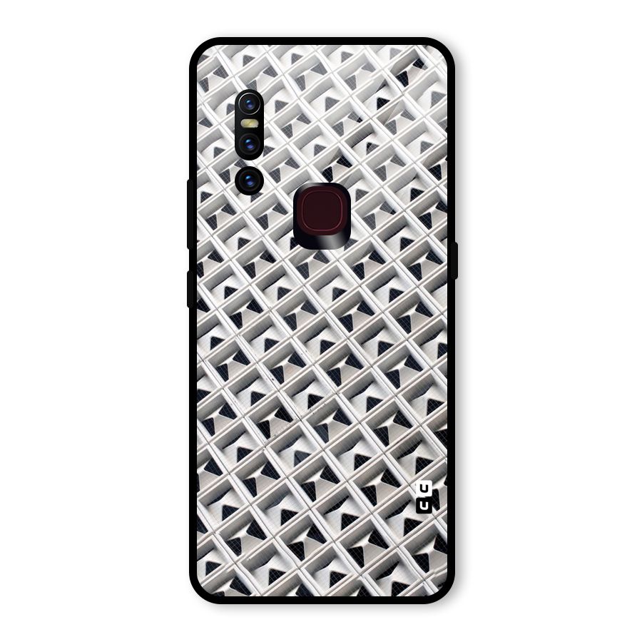 Check White Design Glass Back Case for Vivo V15