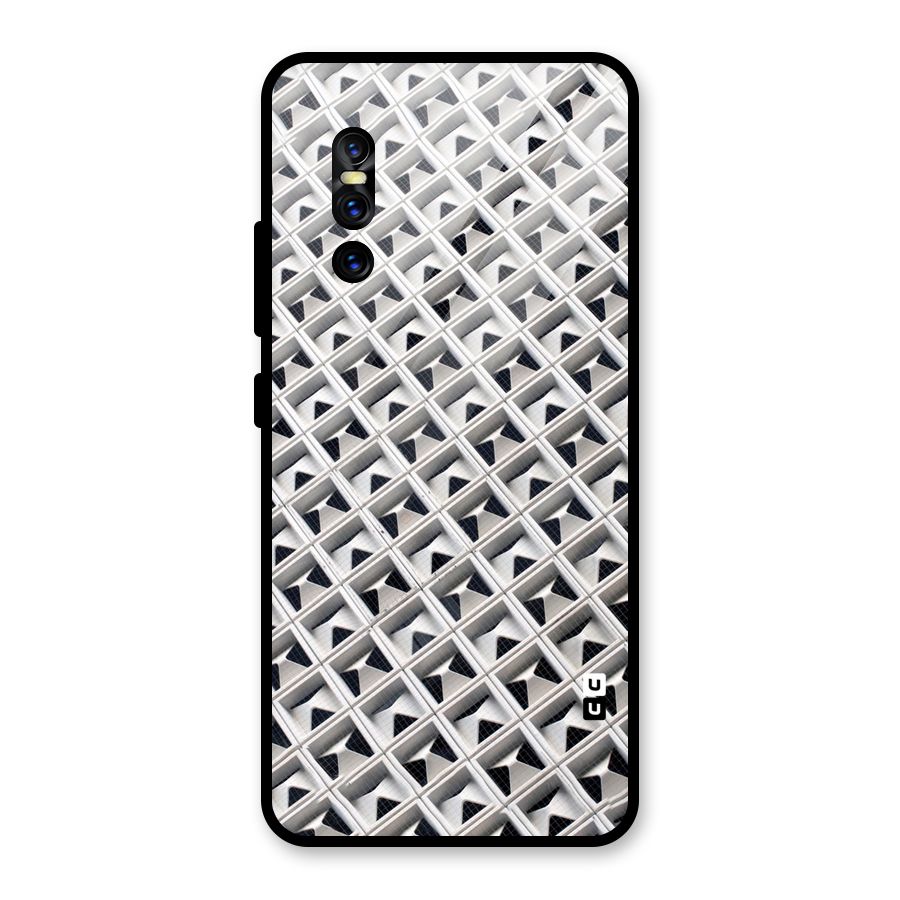 Check White Design Glass Back Case for Vivo V15 Pro