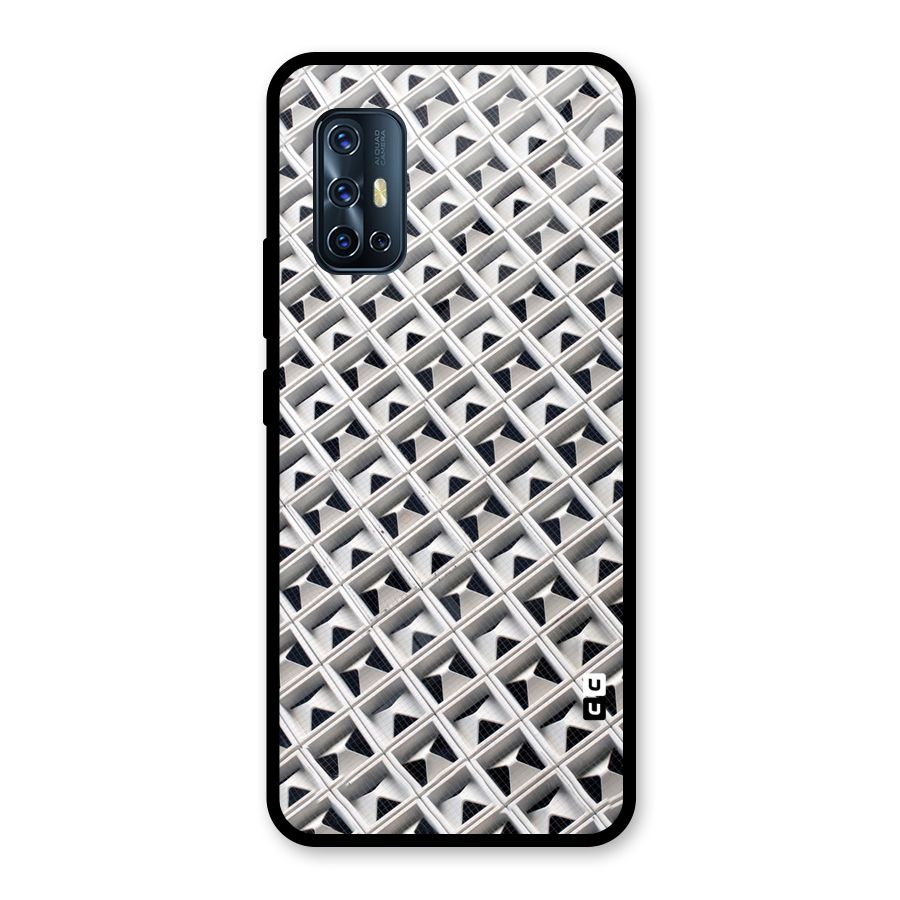 Check White Design Glass Back Case for Vivo V17
