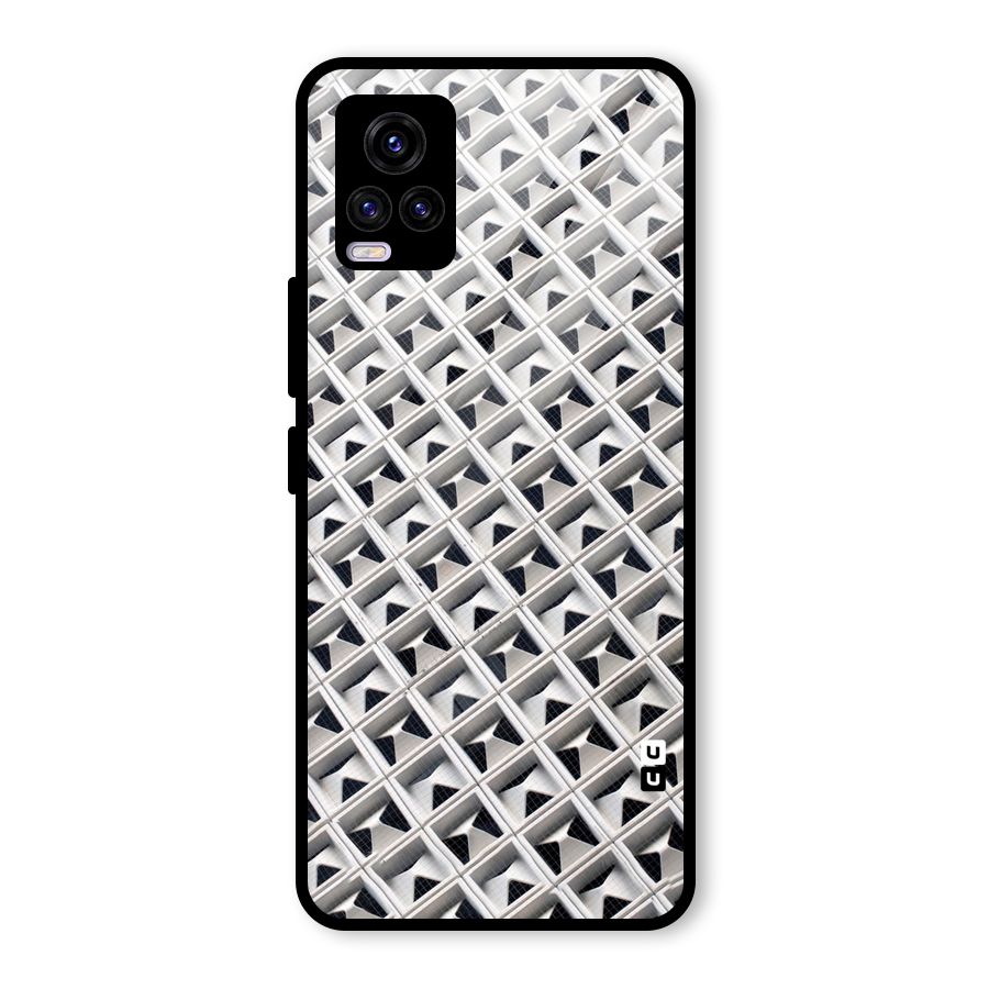 Check White Design Glass Back Case for Vivo V20
