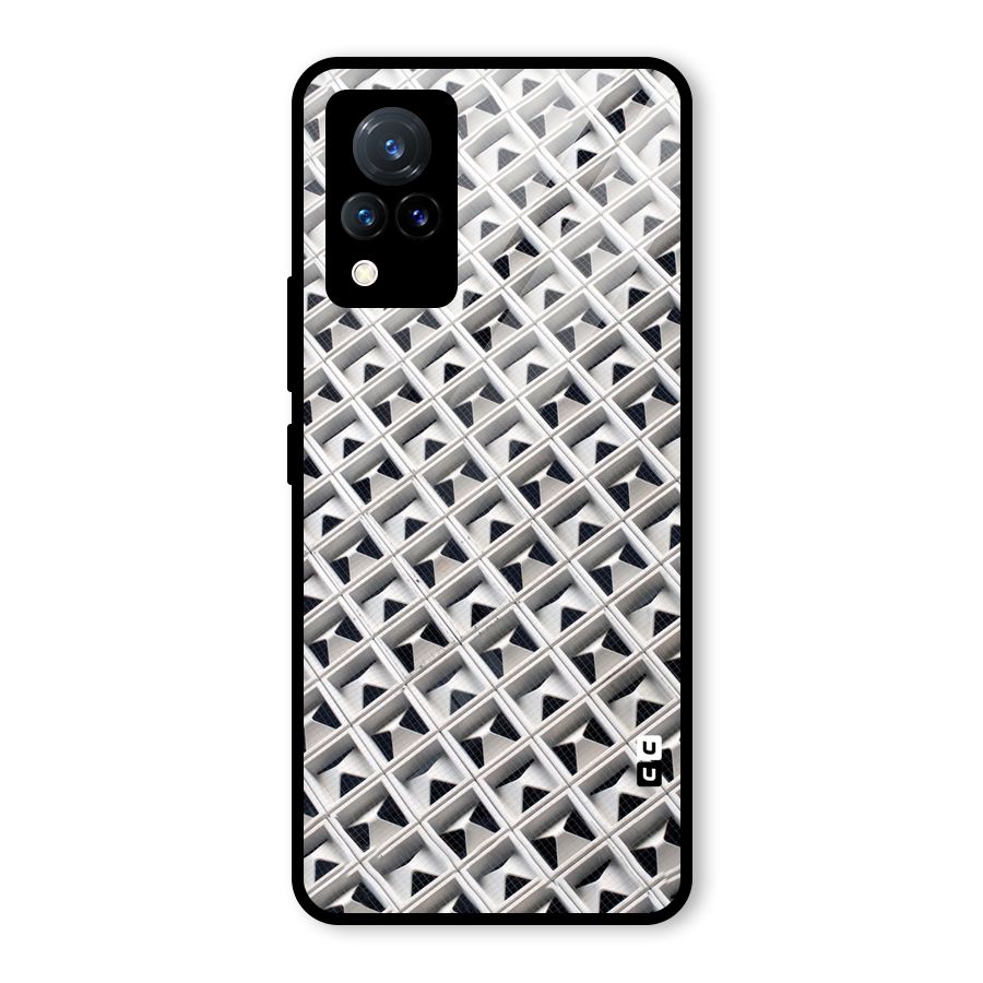 Check White Design Glass Back Case for Vivo V21 5G
