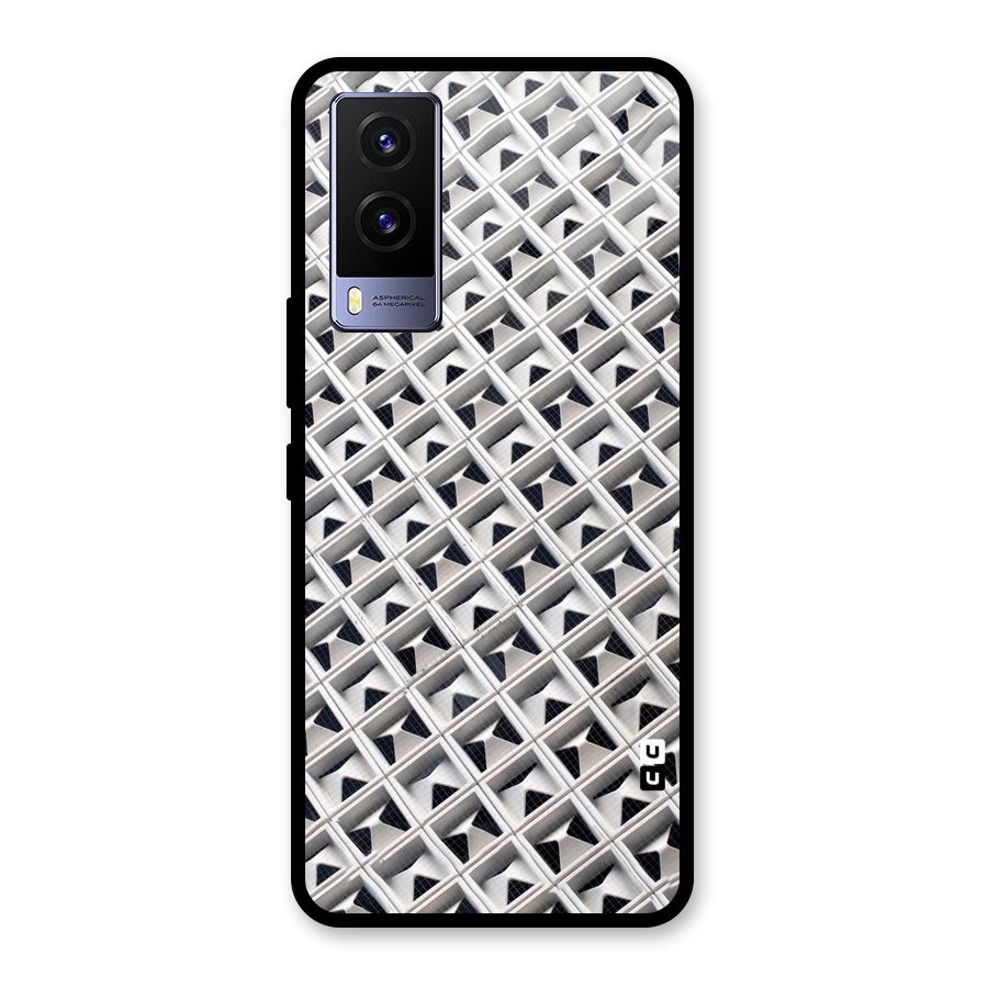 Check White Design Glass Back Case for Vivo V21e 5G