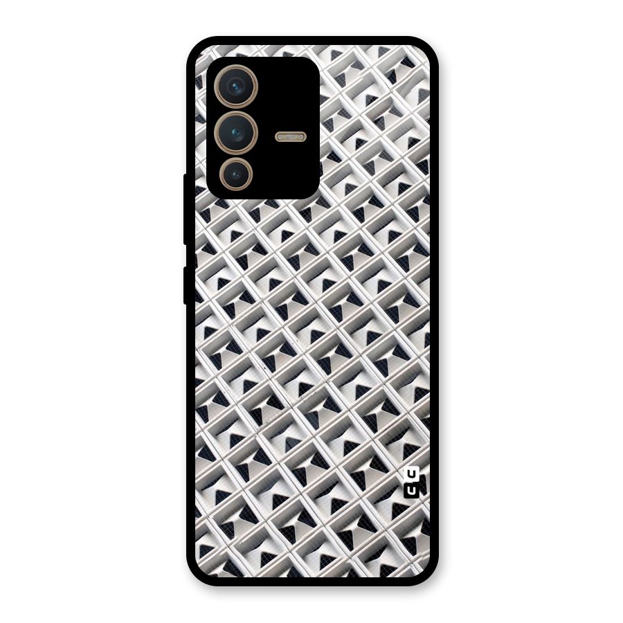 Check White Design Glass Back Case for Vivo V23 5G