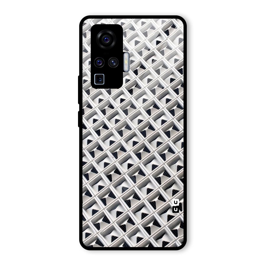 Check White Design Glass Back Case for Vivo X50 Pro