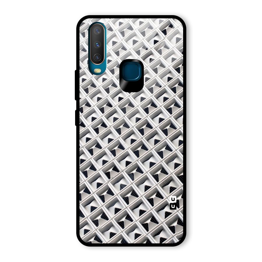 Check White Design Glass Back Case for Vivo Y12