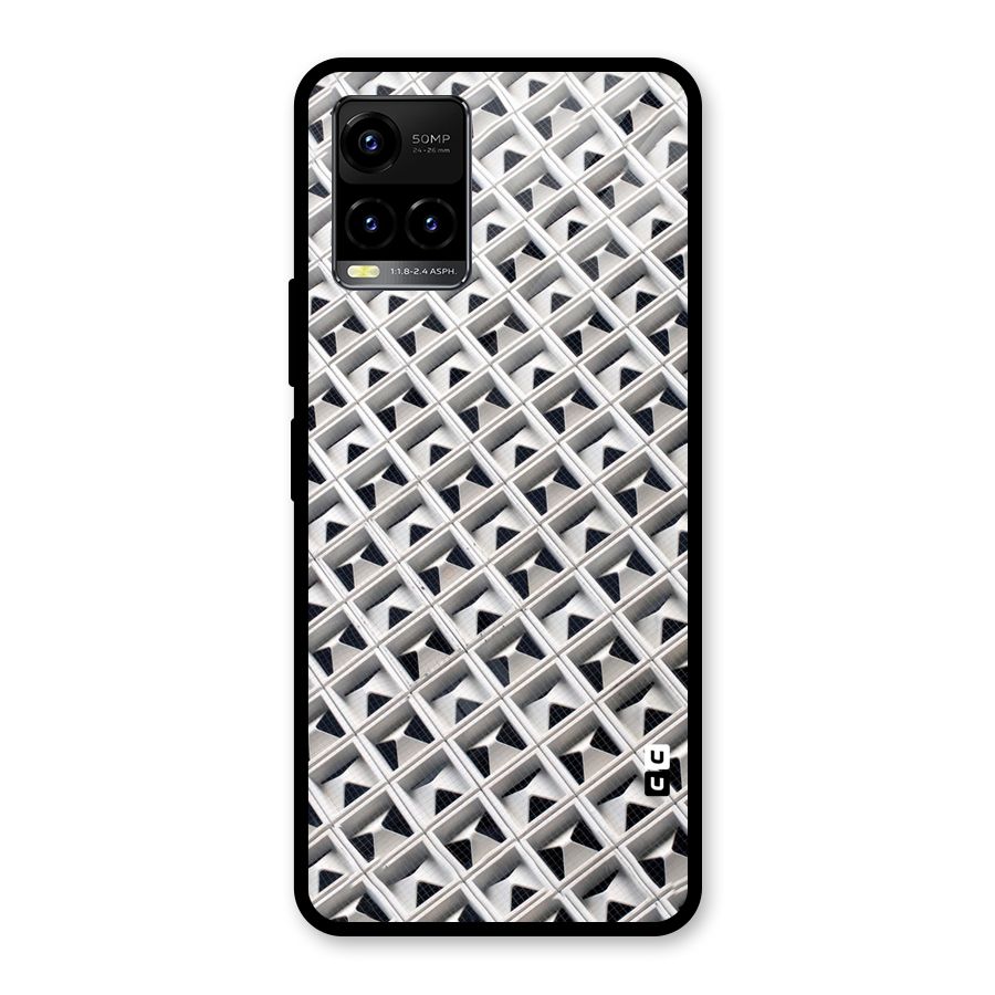 Check White Design Glass Back Case for Vivo Y21A