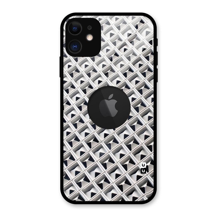 Check White Design Glass Back Case for iPhone 11 Logo Cut