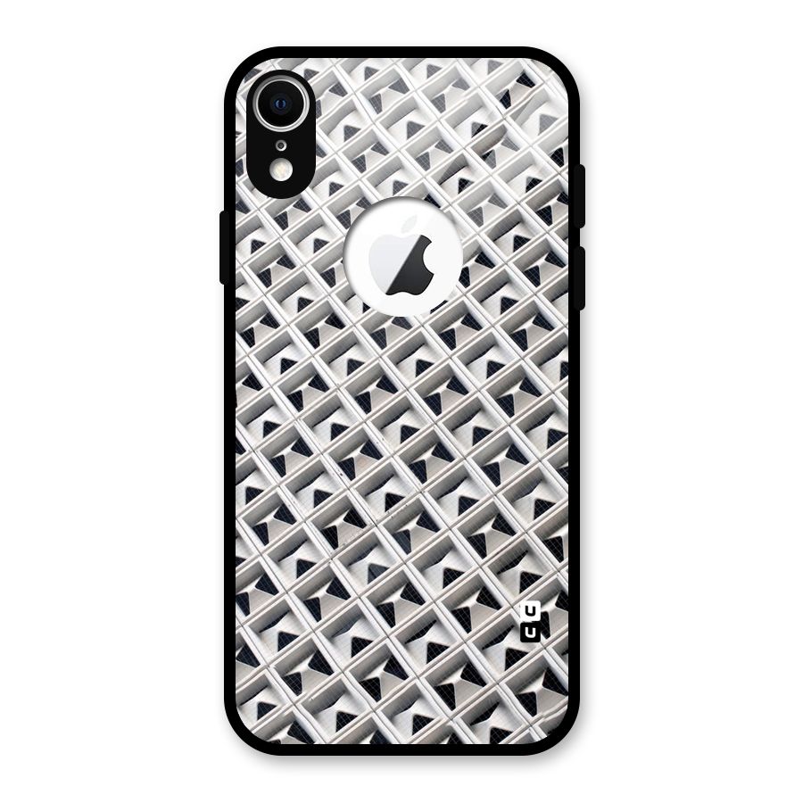 Check White Design Glass Back Case for iPhone XR Logo Cut