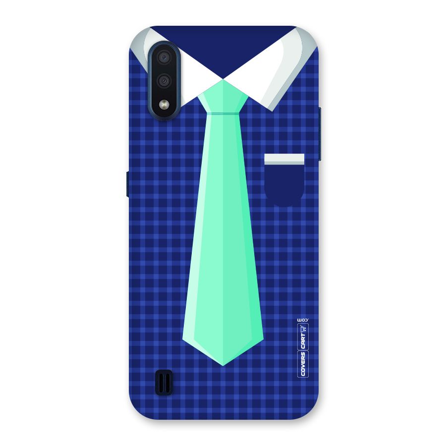 Checked Shirt Tie Back Case for Galaxy M01