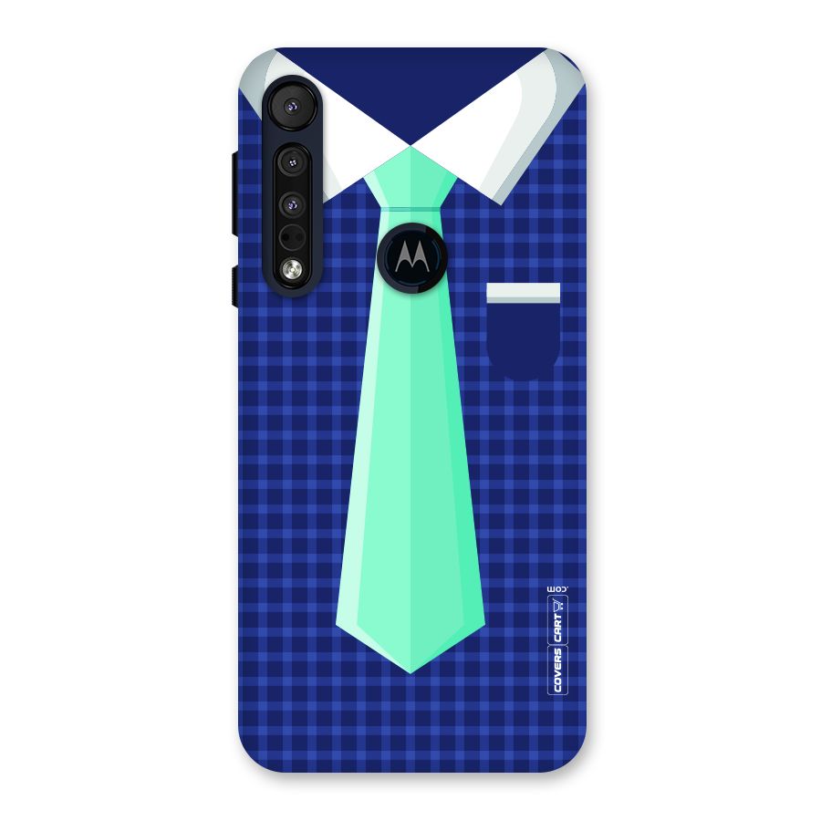 Checked Shirt Tie Back Case for Motorola One Macro