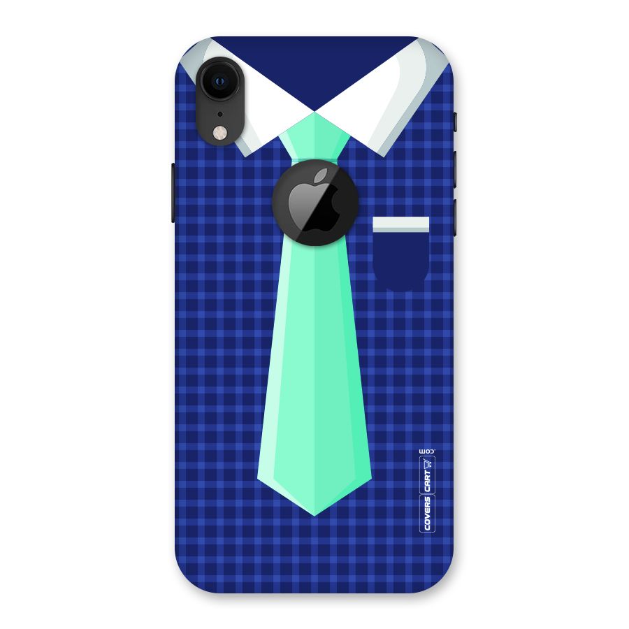 Checked Shirt Tie Back Case for iPhone XR Logo Cut