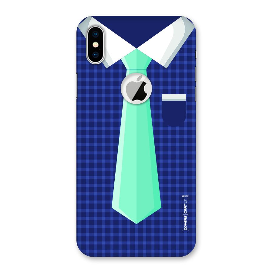 Checked Shirt Tie Back Case for iPhone X Logo Cut