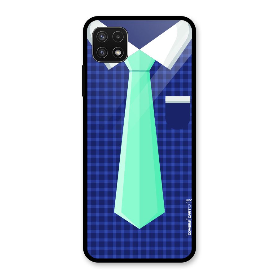 Checked Shirt Tie Glass Back Case for Galaxy A22 5G