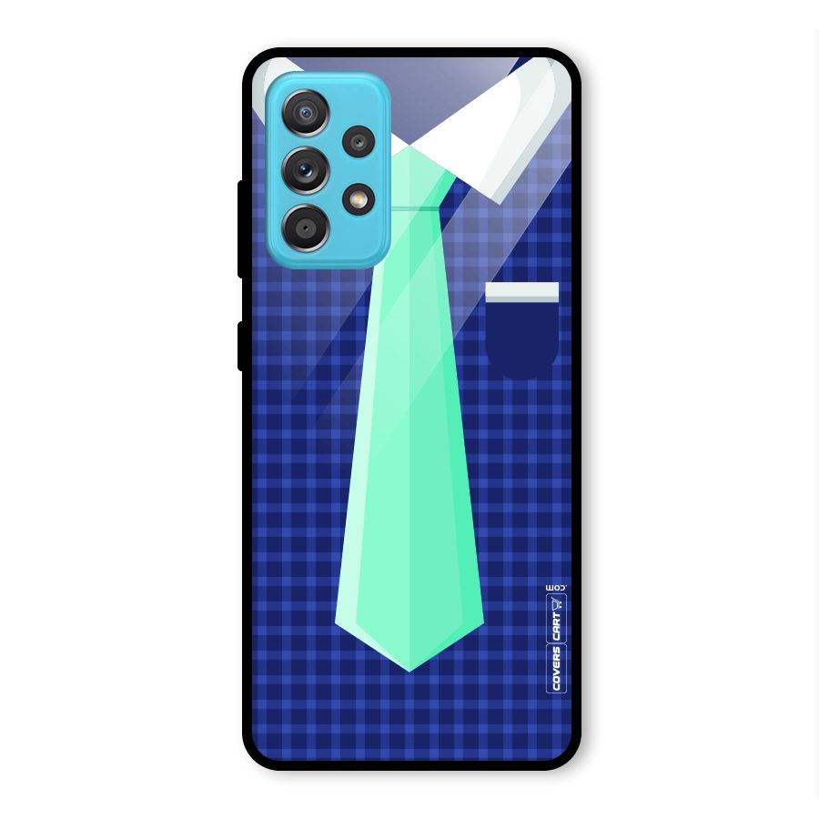 Checked Shirt Tie Glass Back Case for Galaxy A52s 5G