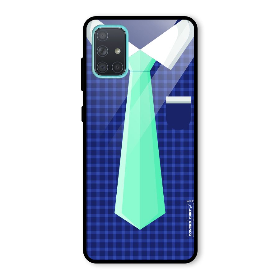 Checked Shirt Tie Glass Back Case for Galaxy A71
