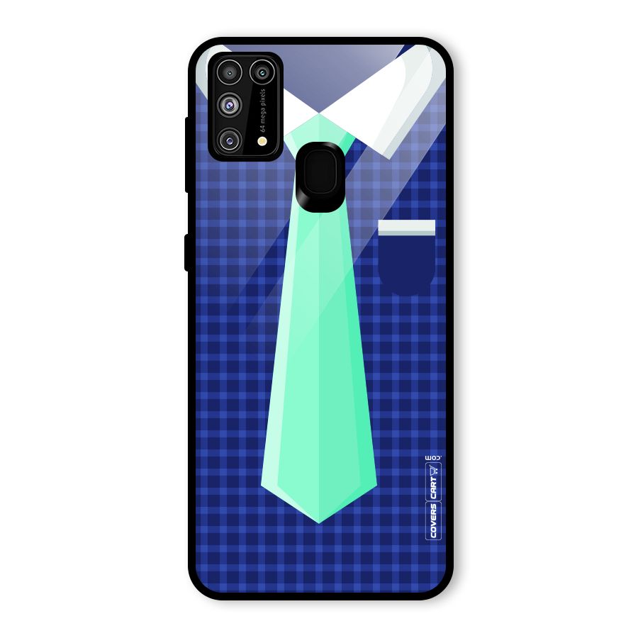 Checked Shirt Tie Glass Back Case for Galaxy F41