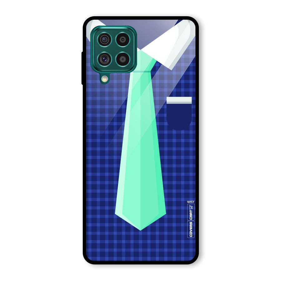 Checked Shirt Tie Glass Back Case for Galaxy F62