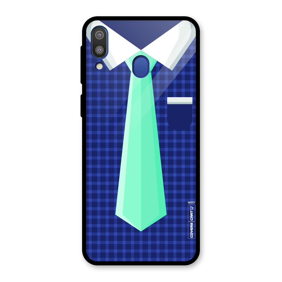 Checked Shirt Tie Glass Back Case for Galaxy M20