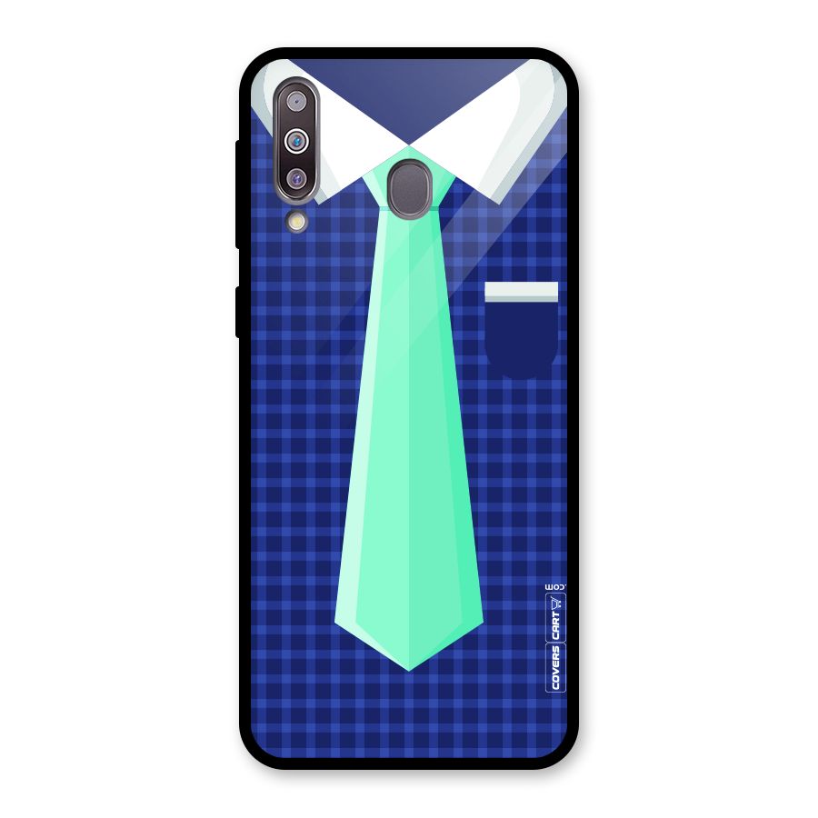 Checked Shirt Tie Glass Back Case for Galaxy M30