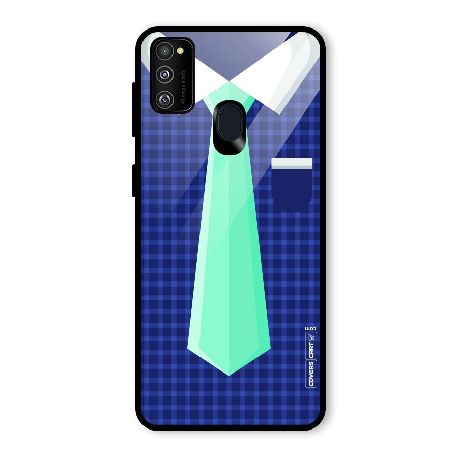 Checked Shirt Tie Glass Back Case for Galaxy M30s
