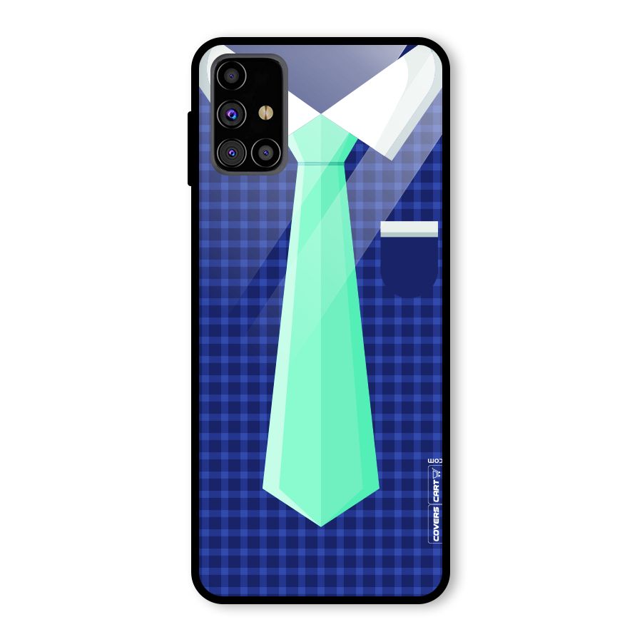Checked Shirt Tie Glass Back Case for Galaxy M31s