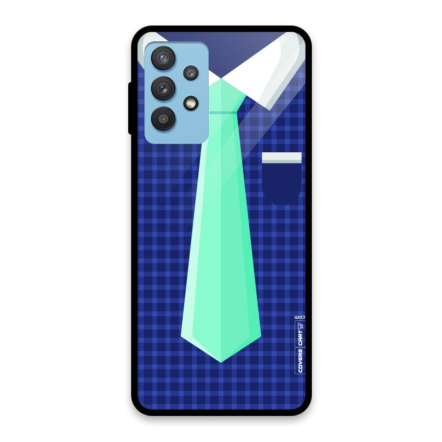 Checked Shirt Tie Glass Back Case for Galaxy M32 5G