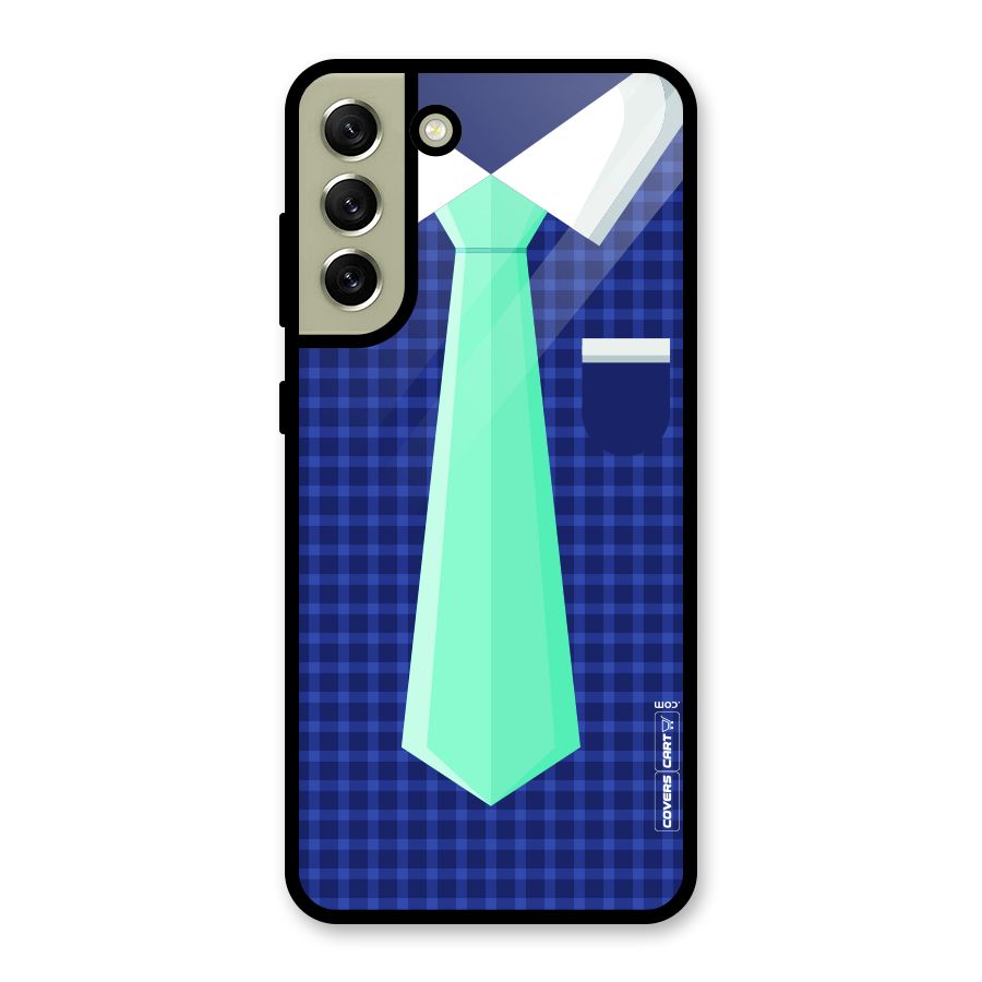 Checked Shirt Tie Glass Back Case for Galaxy S21 FE 5G