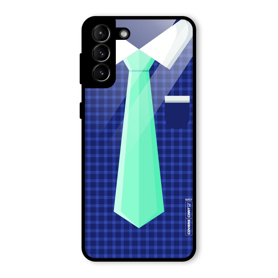 Checked Shirt Tie Glass Back Case for Galaxy S21 Plus