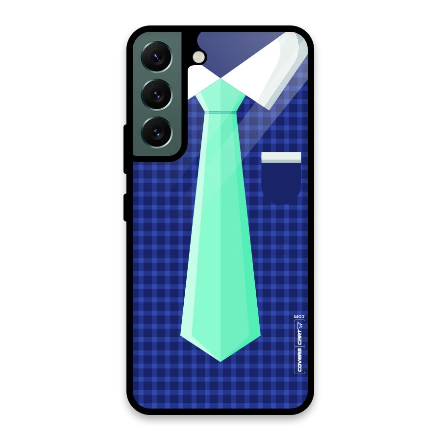 Checked Shirt Tie Glass Back Case for Galaxy S22 5G
