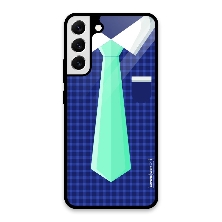 Checked Shirt Tie Glass Back Case for Galaxy S22 Plus 5G