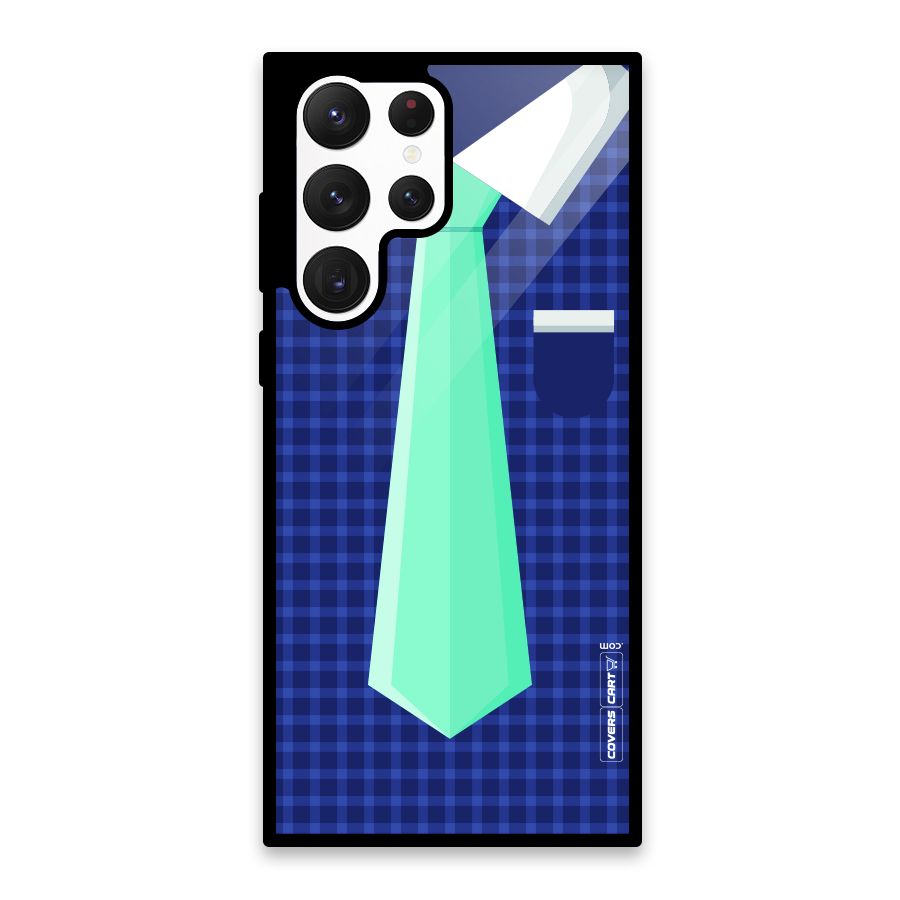 Checked Shirt Tie Glass Back Case for Galaxy S22 Ultra 5G