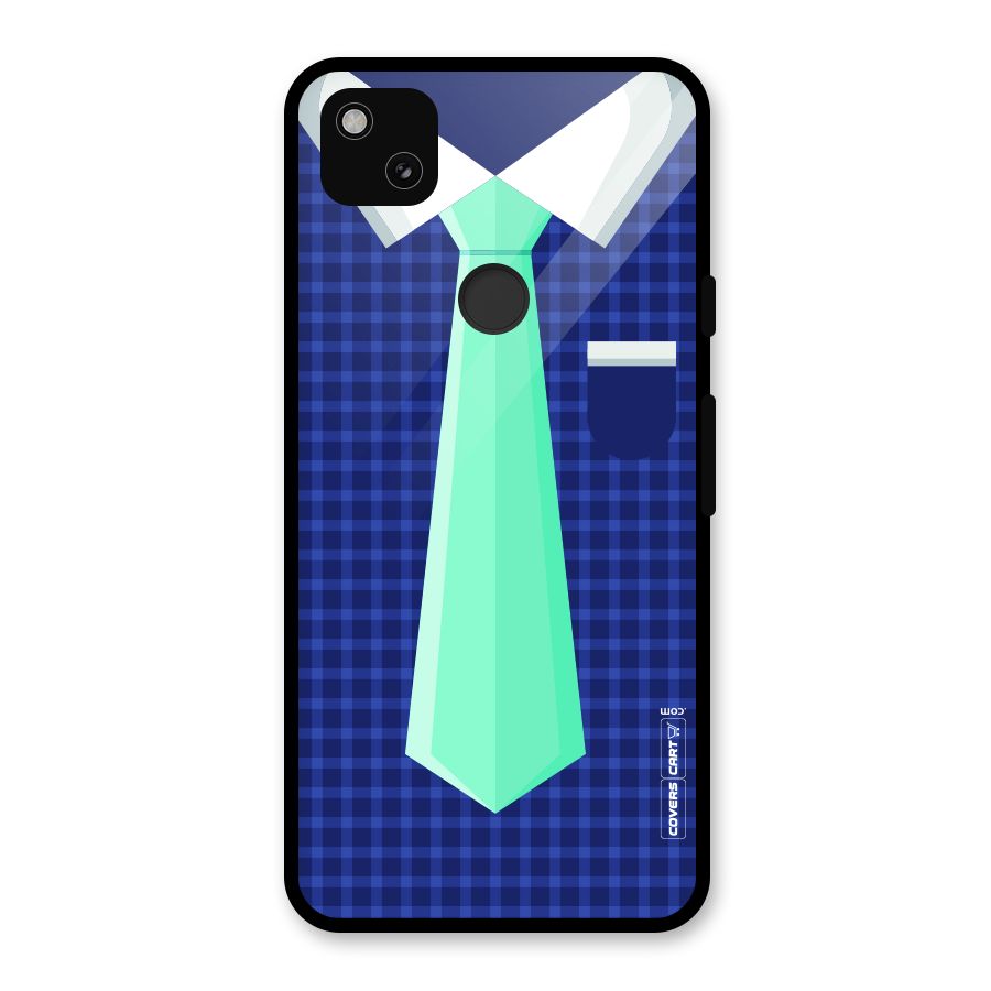 Checked Shirt Tie Glass Back Case for Google Pixel 4a