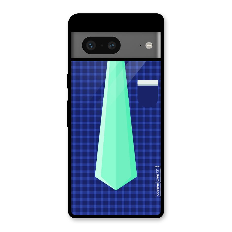 Checked Shirt Tie Glass Back Case for Google Pixel 7