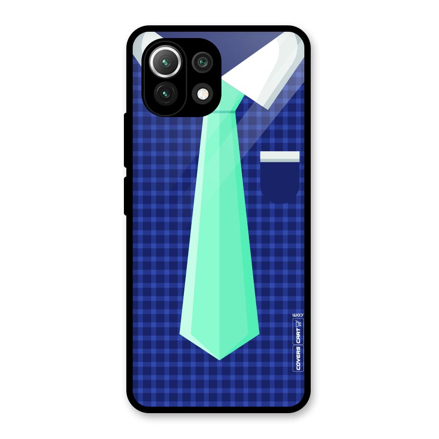 Checked Shirt Tie Glass Back Case for Mi 11 Lite NE 5G