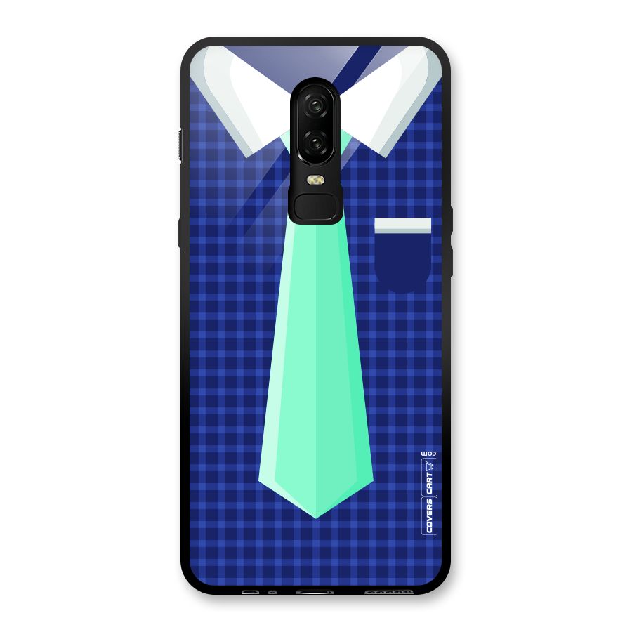 Checked Shirt Tie Glass Back Case for OnePlus 6
