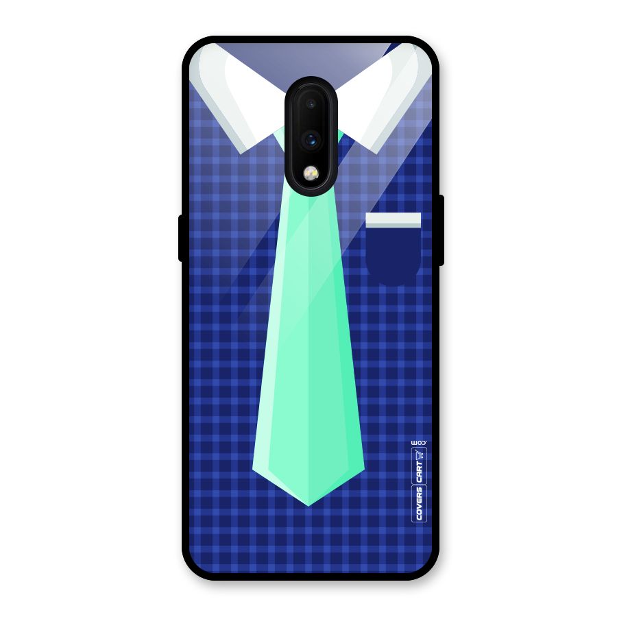 Checked Shirt Tie Glass Back Case for OnePlus 7