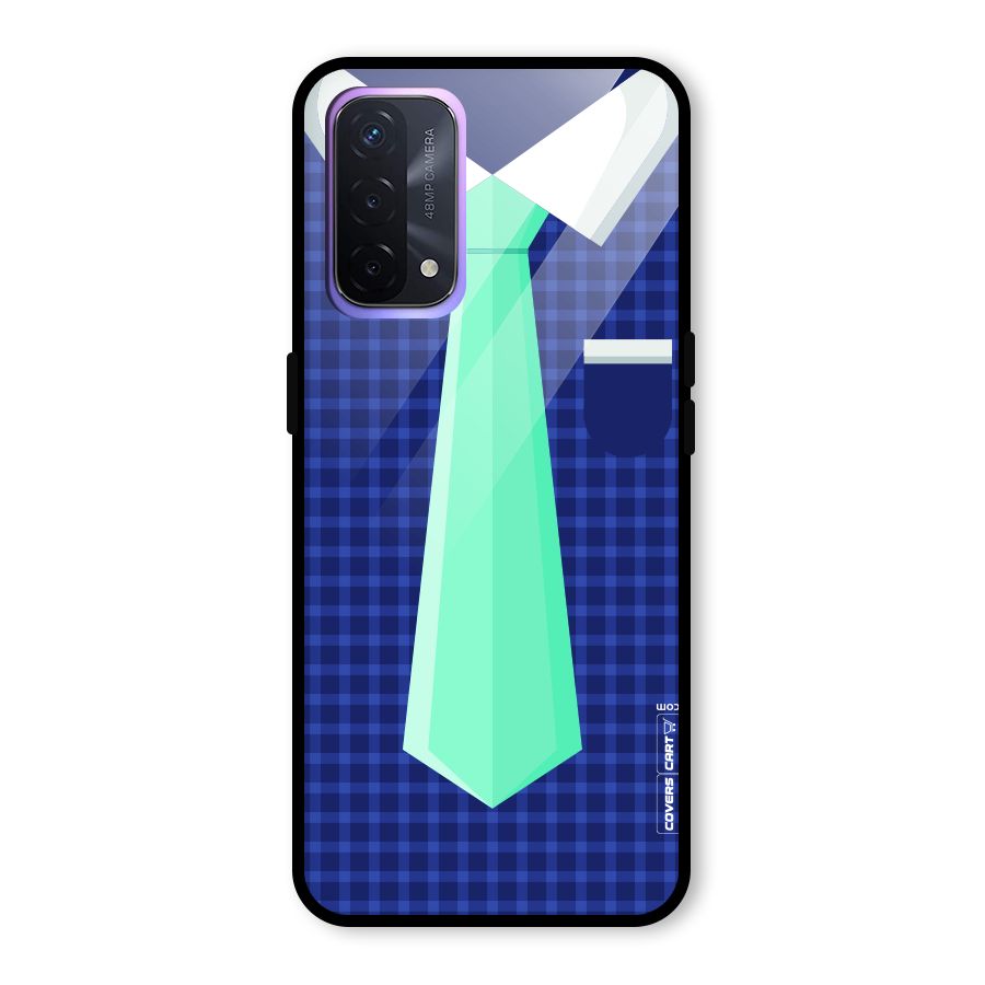 Checked Shirt Tie Glass Back Case for Oppo A74 5G