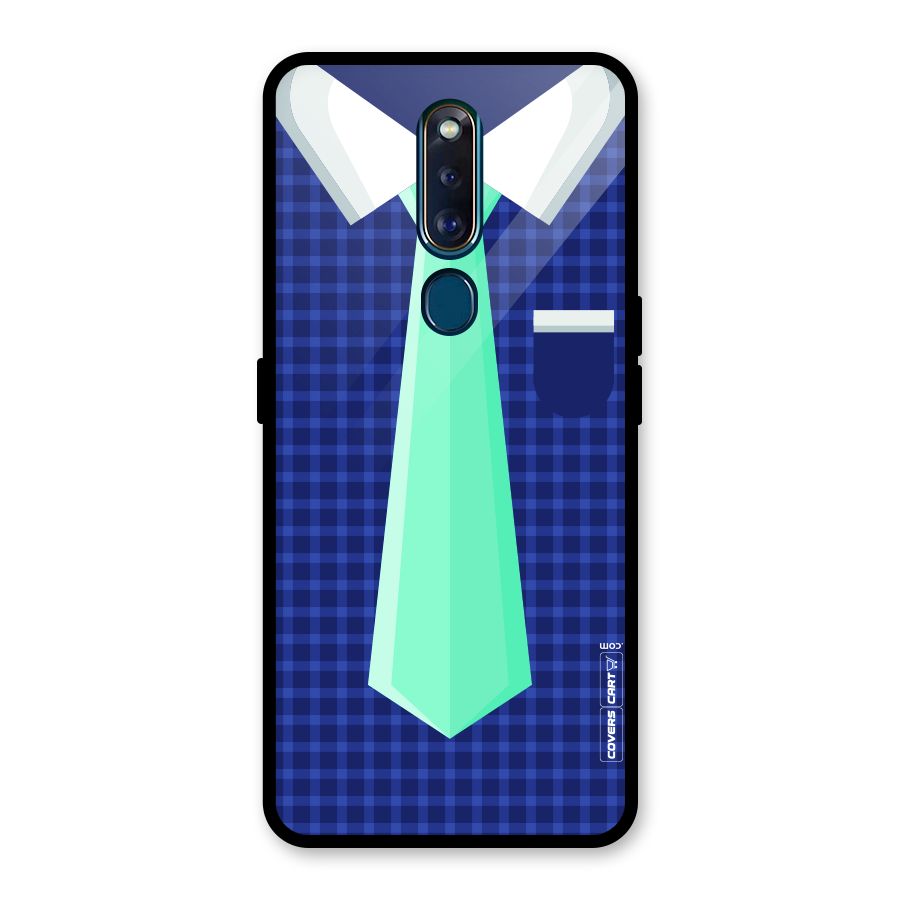 Checked Shirt Tie Glass Back Case for Oppo F11 Pro