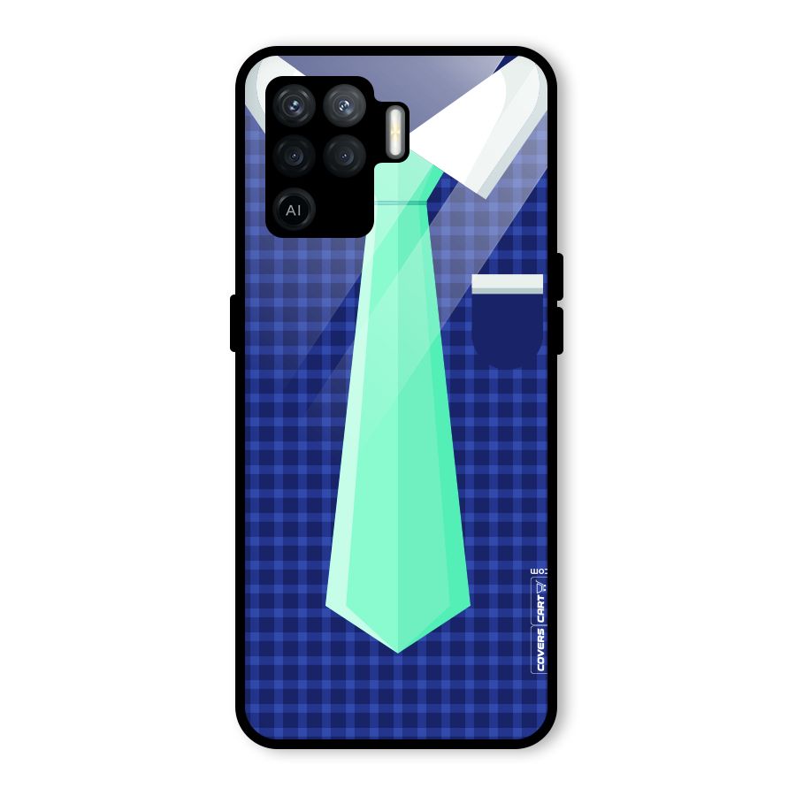 Checked Shirt Tie Glass Back Case for Oppo F19 Pro