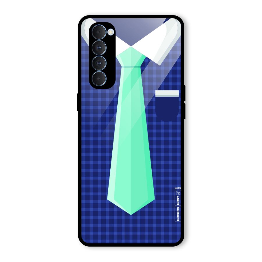 Checked Shirt Tie Glass Back Case for Oppo Reno4 Pro