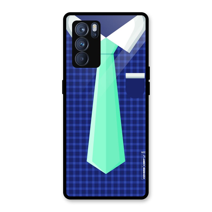 Checked Shirt Tie Glass Back Case for Oppo Reno6 Pro 5G