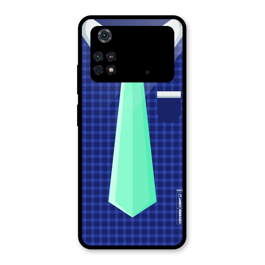 Checked Shirt Tie Glass Back Case for Poco M4 Pro 4G