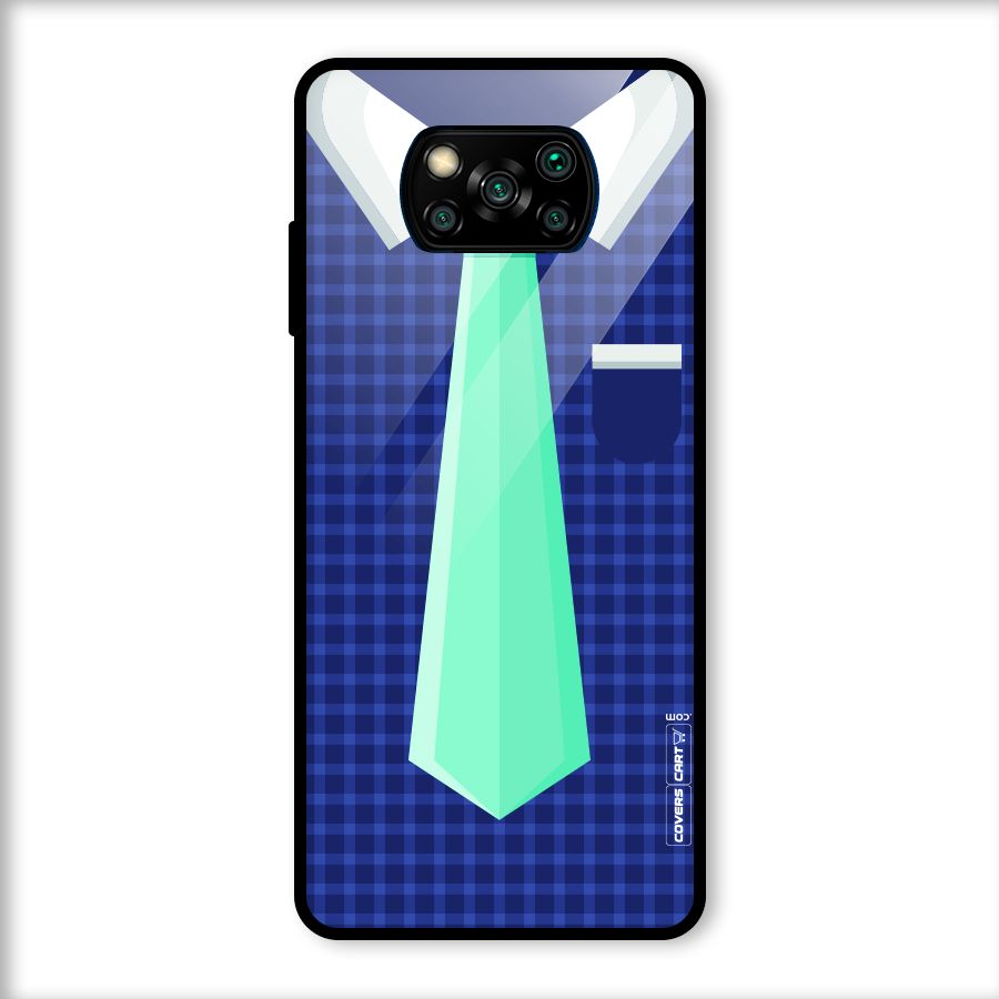 Checked Shirt Tie Glass Back Case for Poco X3