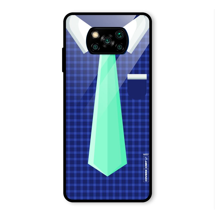 Checked Shirt Tie Glass Back Case for Poco X3 Pro