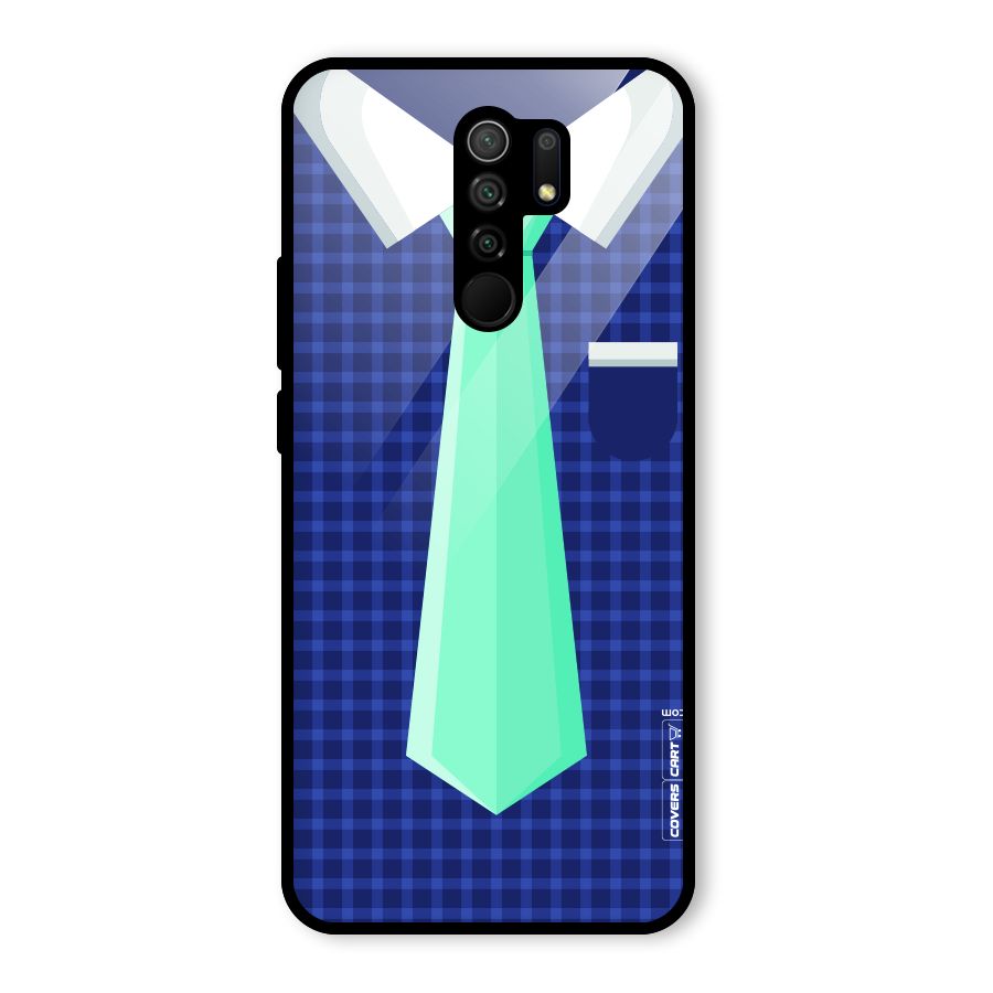 Checked Shirt Tie Glass Back Case for Redmi 9 Prime